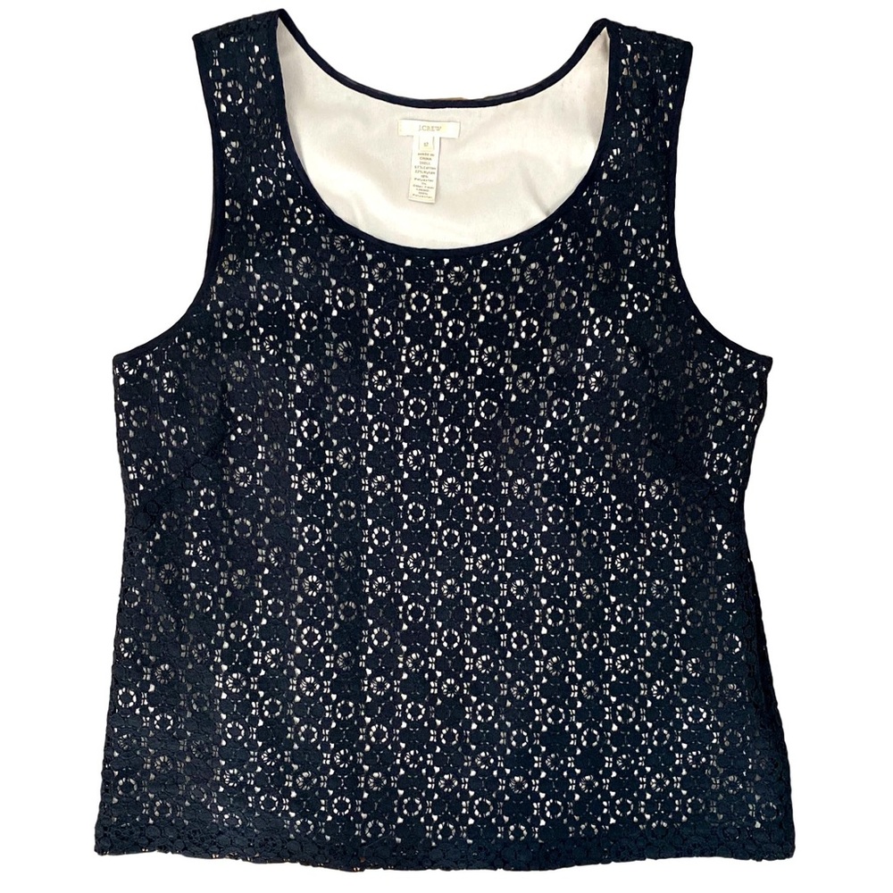 J. Crew Black Lace Overlay Tank Top